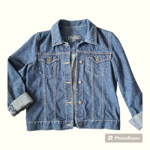 Abercrombie & Fitch jean jacket womens size M Blue Dark Denim Trucker